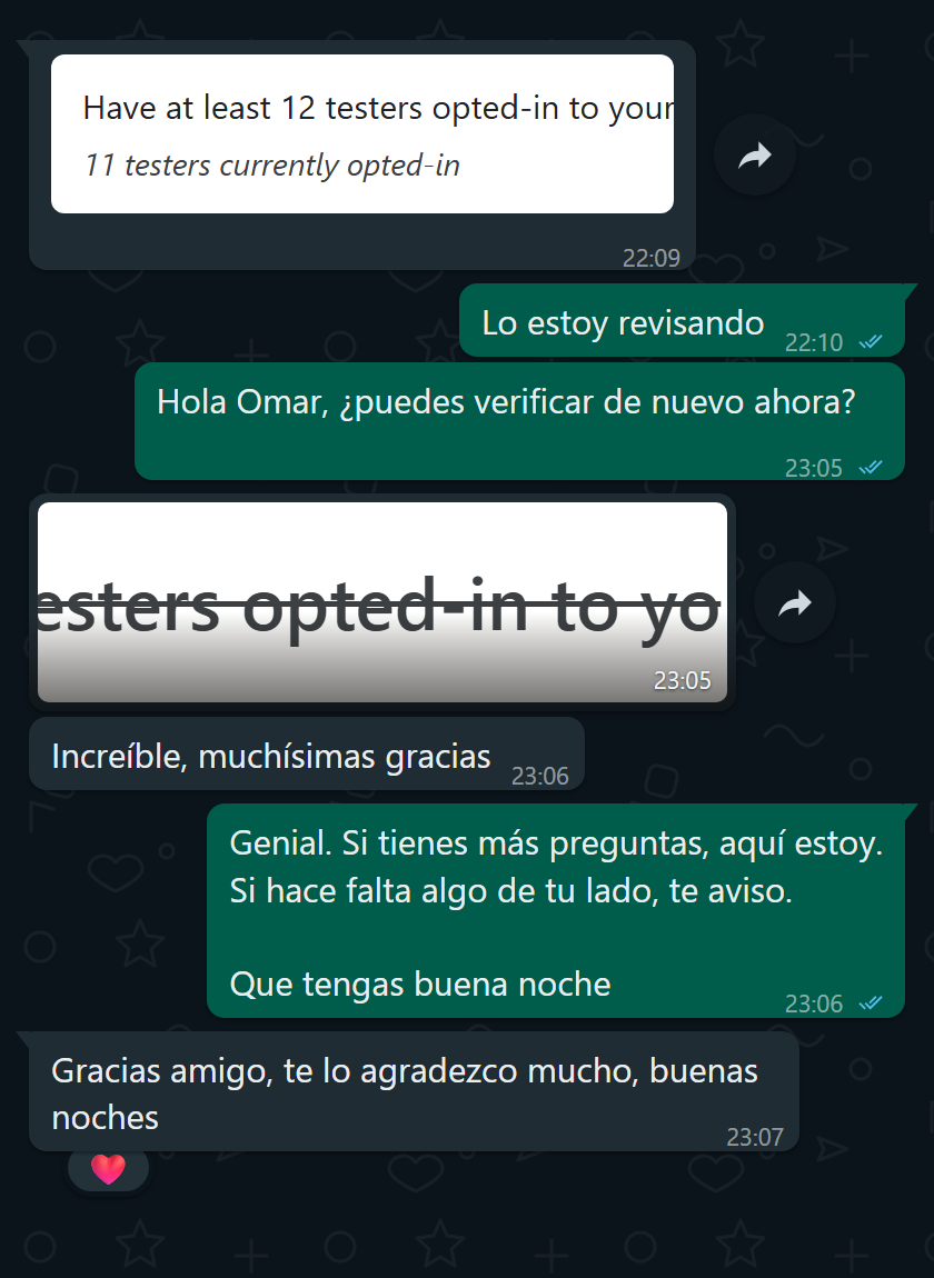 Mensaje de un cliente cuando todos los testers se inscribieron en la prueba cerrada