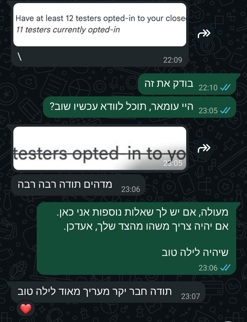 Customer message after all testers opted in to the closed test